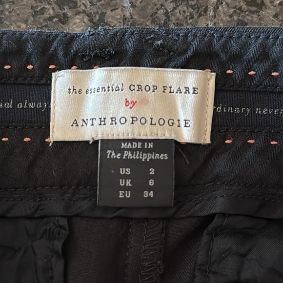 Anthropologie Black The Essential Tassel Hem Crop Flare Pants - Picture 5 of 10